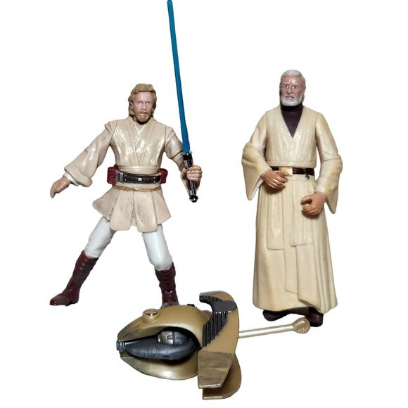 Star Wars Obi-Wan Kenobi 3.5" Lot With Lightsaber and Droid Loose Pre-owned - Picture 1 of 6